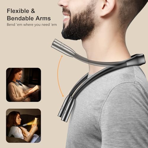 Gritin Book Light,Eye Caring 3 Colors & Stepless Dimming Neck Reading Light - Image 4