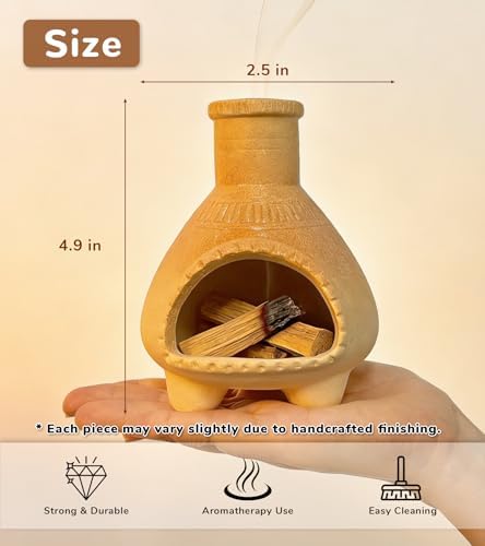 Yellow Mini Ceramic Palo Santo Holder for Incense Sticks and White Sage - Image 2
