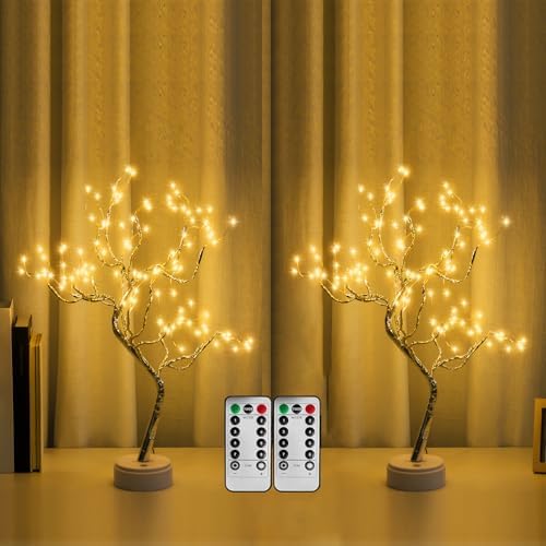 PXBNIUYA 2 Pack 108 LED Sparkly Fairy Spirit Tree Lamp Remote Control Timer by PXBNIUYA