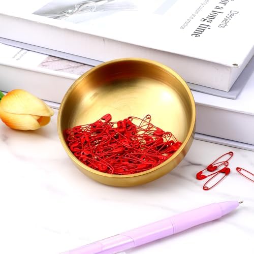 Paper Clip Holder Stainless Steel Paper Clip Holder Organizer for Desk Round Paperclip Pen Holders Cute Elegant Desk Organizer Accessories Supplies Gold Office Decor - Image 6