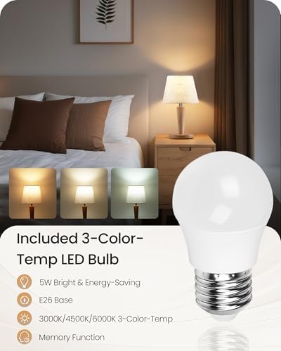 12" Wood Bedside Table Lamps Set of 2, Small Desk Lamps for Small Places, 3 Color Temperatures with Memory, Beige Linen Shade & E26 Bulbs, for Bedroom Living Room Office ME13TLP205 - Image 3