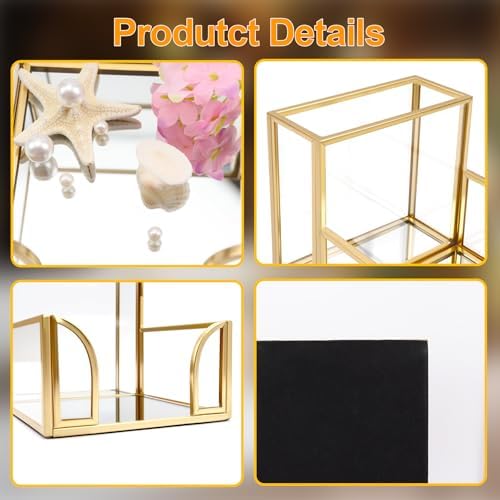 Sticky Note Holder,Glass Post It Note Dispenser with Pen Slot,Gold 3 x 3 Inch Post It Note Holder for Desk,Stylish Sticky Note Dispenser for Home Office Desk - Image 2