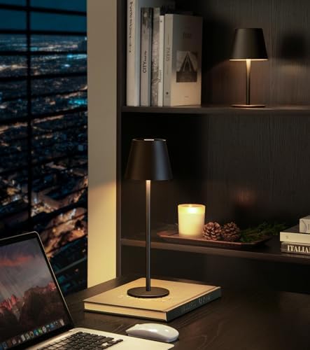 3 Pack Cordless Table Lamp, Portable Battery Operated Lamp with 3 Color Temps and Stepless Dimming, Rechargeable Table Lamp for Dinner, Desk, Cafe, Outdoor (Black) - Image 6