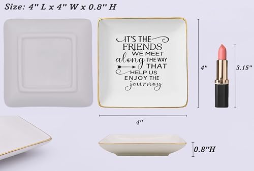 NZY Thank You Birthday Christmas Gifts for Best Friends,Bestie,Sister-Friendship Gifts for Best Friends,Bff-Ceramic Jewelry Tray Trinket Holder Ring Dish-It's the Friends We Meet Along the Way - Image 5