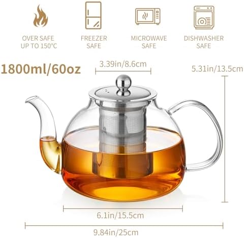 DOPUDO Glass Teapot with Infuser, 60 oz Borosilicate Tea Kettle - Image 2