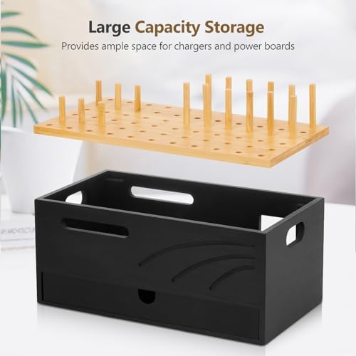Cozivolife Bamboo Charging Station for Multiple Devices, 12.9" with Drawer - Image 3