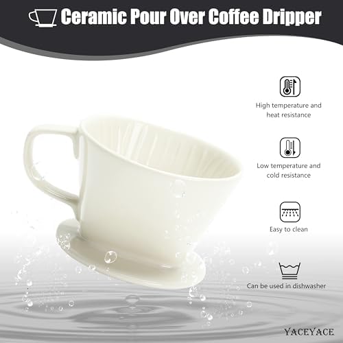 Ceramic Pour Over Coffee Dripper, Small Ceramic Pour Over, Off White - Image 5
