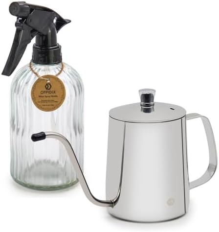 Watering Can for Indoor Plants, Silver Stainless Steel Watering Can 2 Pack by Offidix