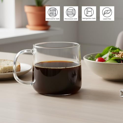 Aquach 20oz Glass Coffee Mugs Set of 2, Large Clear Borosilicate Tea Cups - Image 3