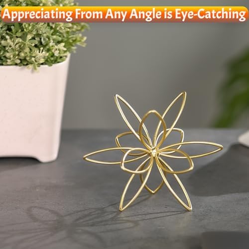 4.25" Gold Sphere Decor, Metal Handmade Floral Decorative Sculpture, Abstract Tabletop Decorative Ball for Home Metal Sphere Decor - Image 6