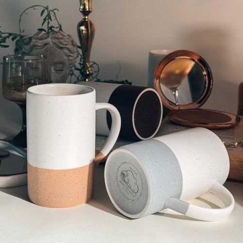 MORA Ceramics 12oz Coffee Mug Set of 4 - Ceramic Tea Cups with Handle - Microwave and Dishwasher Safe, Perfect For Cup or Mug Lovers - Rustic Matte Glaze, Modern Design Mugs - Flint - Image 6