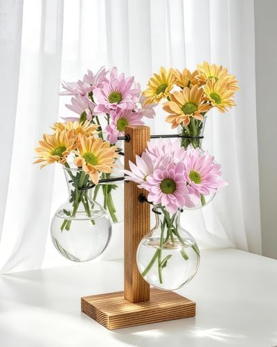 Plant Propagation Stations with Wood Stand, 4 Vases Bulb Shape - Image 4
