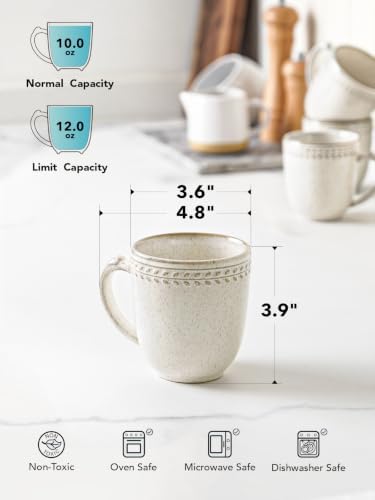 LE TAUCI Coffee Mugs Set of 6, 12 oz Ceramic Coffee Cups with Handle for Latte, Milk, Tea, Cappuccino, Mocha, Cocoa, Microwave Oven Dishwasher Safe - 3.6 inch, Birch - Image 3