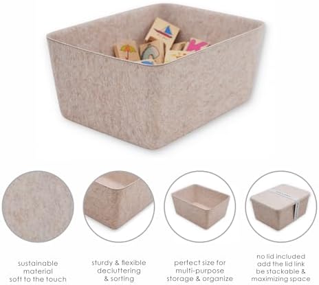 Welaxy Felt Wide Deep Drawer Organizer Caddy Natural Oatmeal Closet Storage - Image 6