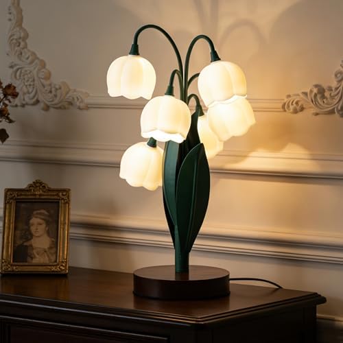 Flower Lamp for Home,6 Lily of The Valley Vintage Table Lamps (Dark Green) by Quipzora