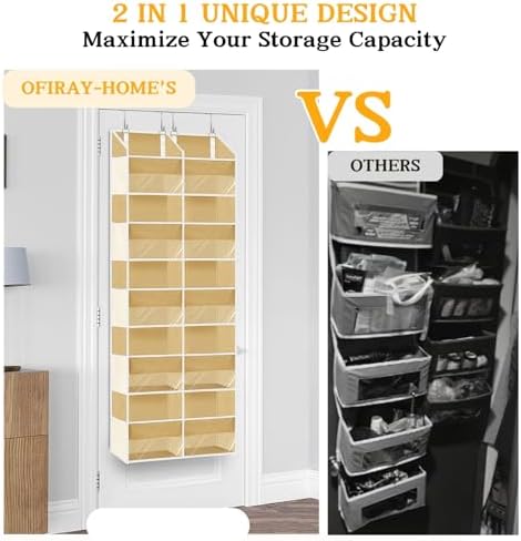 Ofiray-home Over the Door Organizer 5 Tiers,Extra Large Behind Door Storage of 10 Compartments,80 lbs Weight Capacity Over the Door Storage, Door Hanging Organizer for Closet, Diaper Organizer, Camel - Image 4