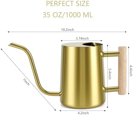 Watering Can Indoor Plants, 35oz Small Stainless Steel Metal Watering Can Modern Decorative Watering Pot with Long Spout for Indoor House Plant Bonsai Garden Flowers (Gold) - Image 7