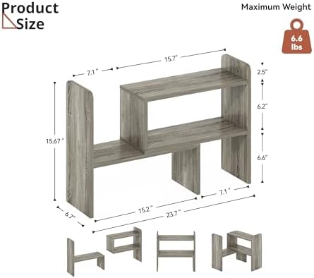 Free Combination Wood Office Desk Organization, Flexible Assembly Desk Top Organizer Shelf, Vertical File Organizer for Office, Classroom, Dorm, Gray - Image 3