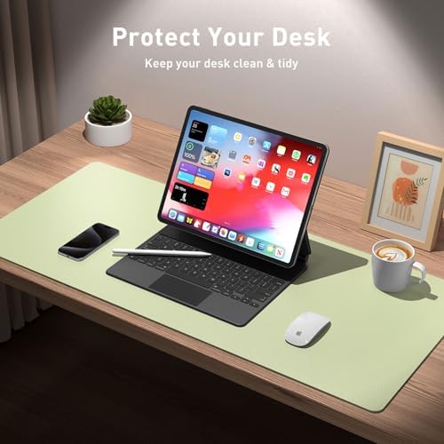 Aothia Leather Desk Pad Protector, Office Desk Mat, Large Mouse Pad, Non-Slip PU Leather Desk Blotter, Laptop Desk Pad, Waterproof Desk Writing Pad for Office and Home (48"x17", Grass Green) - Image 5