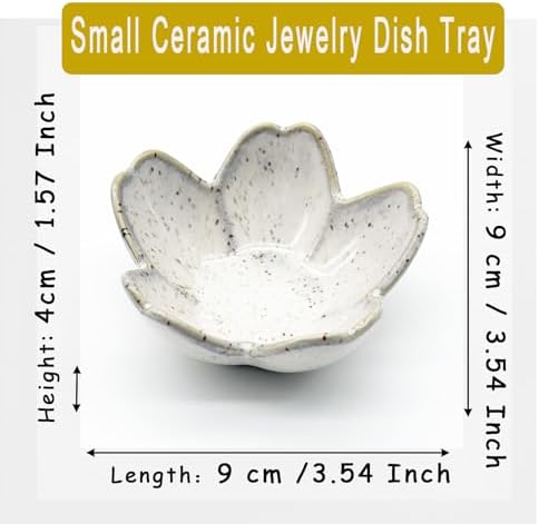 Ring Dish, Ceramic Jewelry Tray, Trinket Holder for Bathroom Nightstand, Small Decorative Bowl (Grey) - Image 2