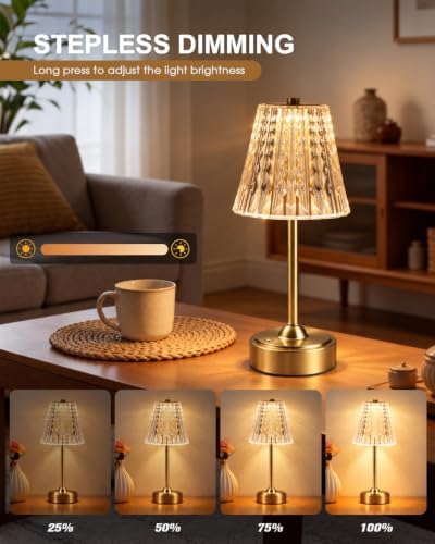 Nusogon Cordless Touch Table Lamp, Premium Rechargeable LED Small Desk Lamp - Image 5