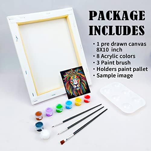 Pre Drawn Canvas Painting Kit for Painting for Adults Party Kits Paint and Sip Party Supplies 8x10 Canvas Lion King Paint Art Set - Image 5