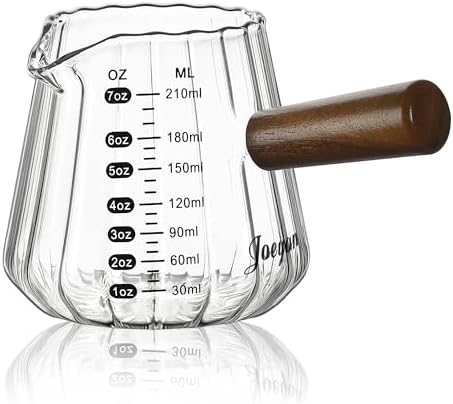 Joeyan Espresso Cups 7 oz, Ribbed Glass Measuring Cup, Espresso Accessories by JoeyanHousehold