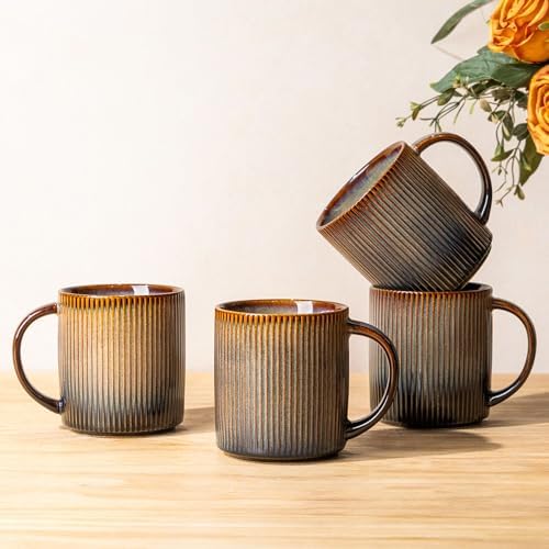 theterra Ceramic Coffee Mugs Set of 4, 14.2 oz Coffee Cups with Handle by TheTerra