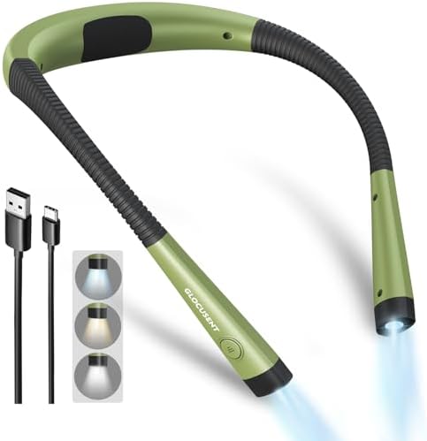 Glocusent Reading Light LED Neck Light,80-hr Rechargeable Book Light by GLOCUSENT