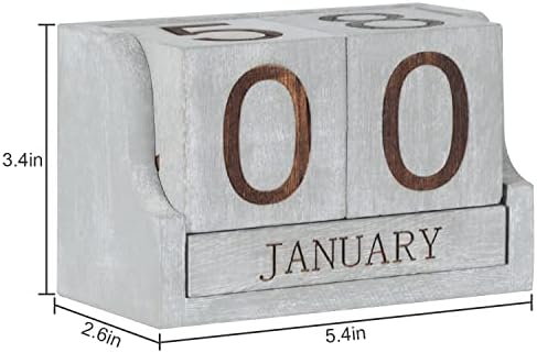 Wooden Perpetual Calendar,Desk Calendar Block,Office Desk Decor Accessories - Image 3
