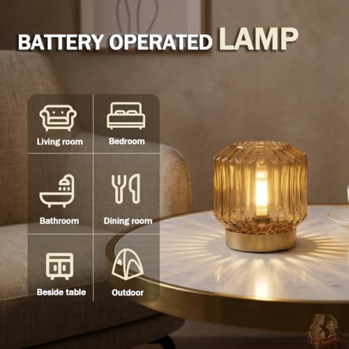 MJ PREMIER Battery Operated Lamp, Small Cordless Lamp with Timer Amber - Image 2