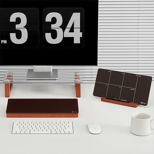 Yeoux Desktop Black Glass Dry Erase Board with Wood Organizers,14"x5" - Image 5