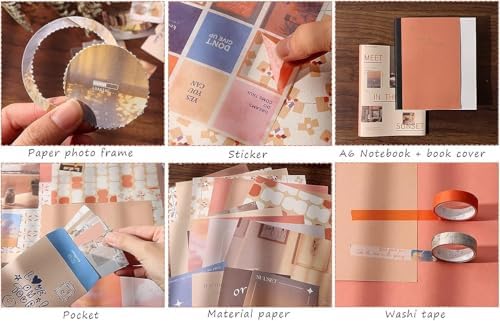 ATIRAMANIYA 346pcs Journal Supplies Kit Vintage Scrapbook Stickers Art Journaling Bullet Junk Journal Planners DIY Decoration Paper Stickers Craft Kits Notebook Collage Album (Sunset Book) - Image 3
