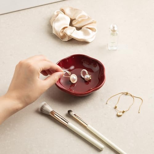 Ceramic Jewelry Tray, Ring Holder Floral Trinket Bowl for Women - Image 3