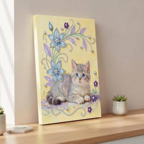 DIY Pearl Painting with Frame, Creative Design, Handmade Stress-Relieving Home Wall Decoration, Includes Frame and Tools-Cat - Image 5
