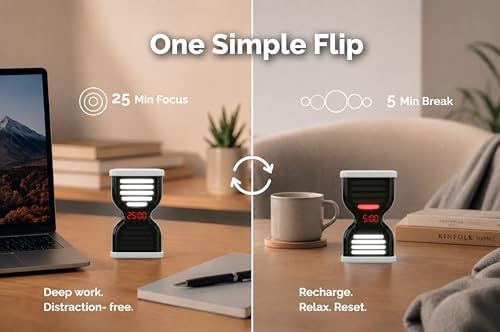 Pomodoro Timer for Productivity, Visual Countdown with Light Flow, Flip Timer 25/5 min, Custom Countdown Count-up, USB-C Rechargeable, Silent Study for Kids Students ADHD Gift Work Classroom Office - Image 2