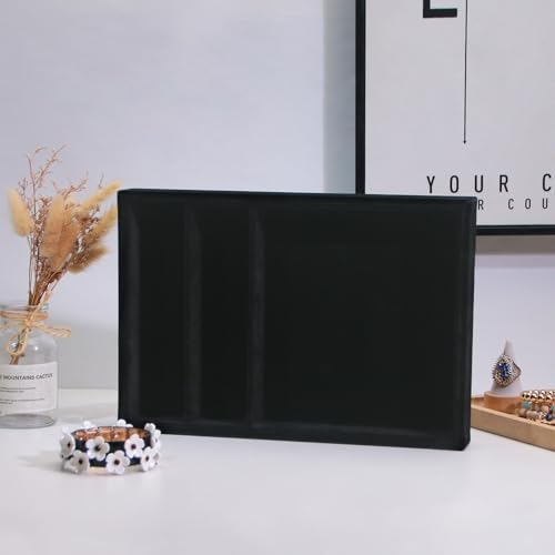 Bedside Organizer Tray, Desktop Storage Tray for Jewelry, Sunglass, Phone, Watch, Perfume,Lipstick, Nightstand Desk-top Catchall, Multi-use Holder for Desk Drawer (Black 3Grid) - Image 3