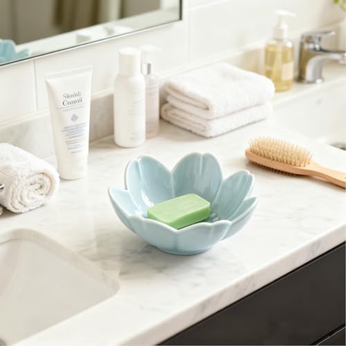 Flower Ring Dish Jewelry Tray, Ceramic Jewelry Dish, Cute Small Trinket Tray, Nightstand Bathroom Decor Ring Holder, Jewlery Plate Bowl for Christmas Friendship Birthday Gifts for Women Mom - Image 5
