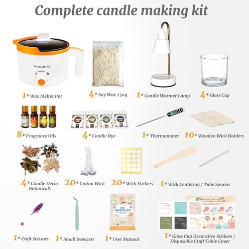 WcoDusak Complete Candle Making Kit with Warmer Lamp & Wax Melter for Adult - Image 7