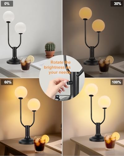 Lightdot Black Globe Table Lamp for Bedroom Gift G9 Bulbs Included Dimmable - Image 3