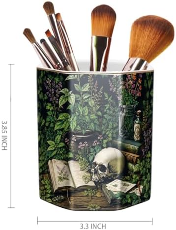 Cute Pen Holder for Desk, Ceramic Pencil Holder Pen Cup Marker Holder Makeup Brush Holders, Desk Accessories & Workspace Organizers for Home, Office, Skull - Image 2