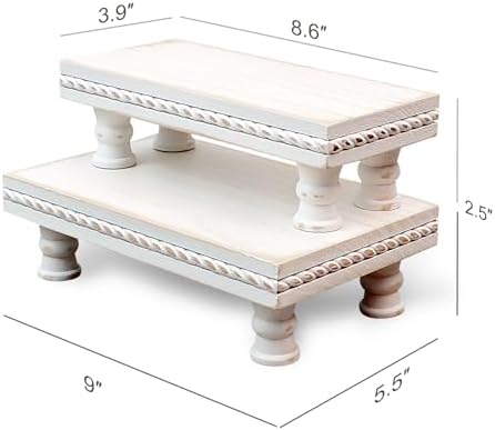 Wood Riser Bathroom Tray Pedestal Stand, Waterproof for Bathroom Counter - Image 2