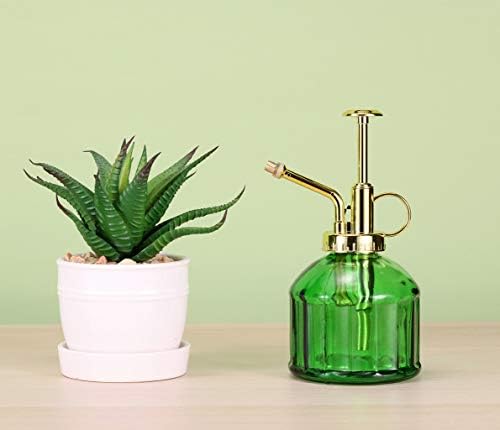 Glass Plant Mister - 6.5" Green Glass Water Spray Bottle with Gold Top Pump, Small Plant Sprayer for Indoor/Outdoor House Plants - Image 4