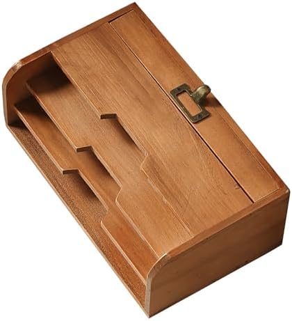 JTLB Wooden Desktop Organizer Desk Organizer Storage Rack Solid Wood Desktop with Drawer Rustic Pine Wood for Office Study Bedroom Bathroom - Image 2
