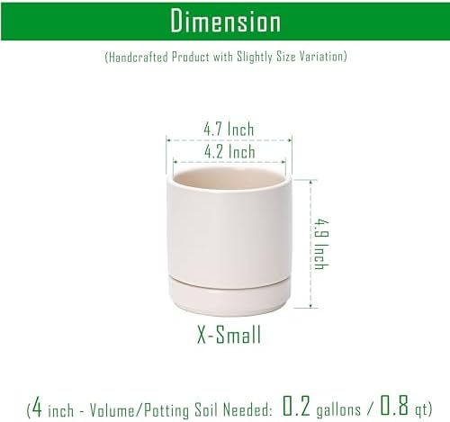 D'vine Dev 4.7 Inch Ceramic Planter Pot, Oatmeal, 94-O-B-8 - Image 2