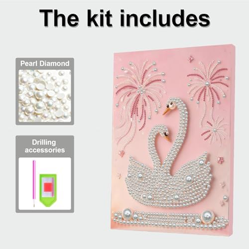 DIY Pearl Painting with Frame, Creative Design, Handmade Stress-Relieving Home Wall Decoration, Includes Frame and Tools-Swan - Image 7