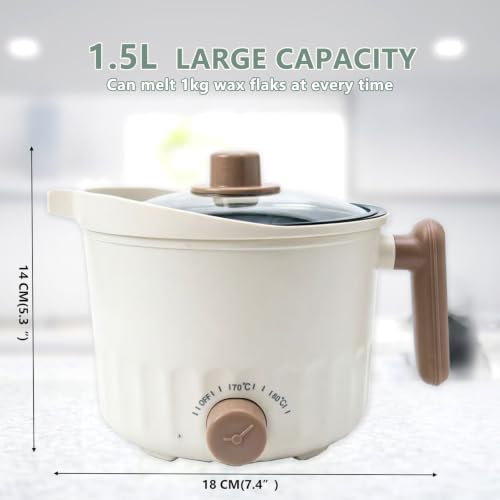 GUILOPOER Wax Melter with Pour Spout, Candle Making Kit for Adult Beginners, 1.5L Large Capacity, for Making Candles and Soaps, Kit Includes Wax Melting Pot(White) - Image 6