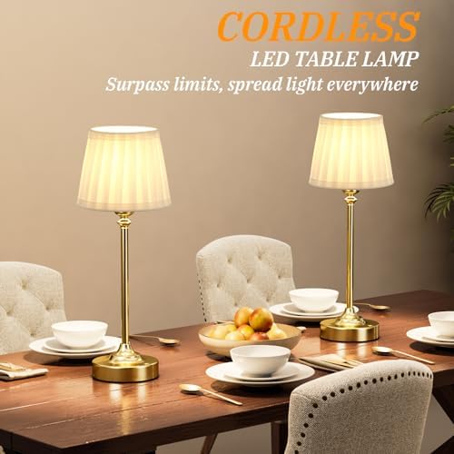 Cordless Table Lamp Rechargeable Gold - 1 Pack Brass 4000mAH Battery Operated Lamp for Decor, 3000K Stepless Dimming Touch Control Wireless Lamp for Bedroom, Dining Table, Counter, Living Room - Image 6