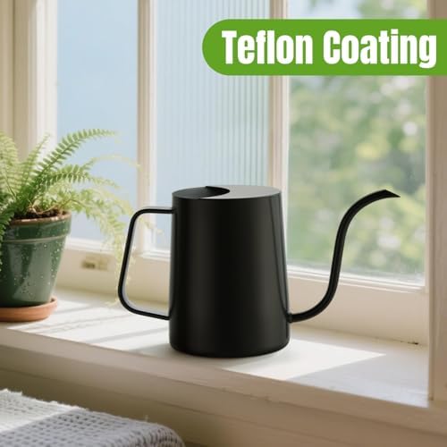 Small Watering Can for Indoor Plants, 34 oz Stainless Steel, Black - Image 5