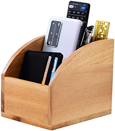 Vintage Wooden Mail Sorter Rustic Wood Desk Organizer With 3 Compartment Wood Caddy Media Basket for Desktop, Tabletop or Counter Good for TV Remote Holders Mailbox Home Decor Office Supplies Storage by WelcometoOKSQW